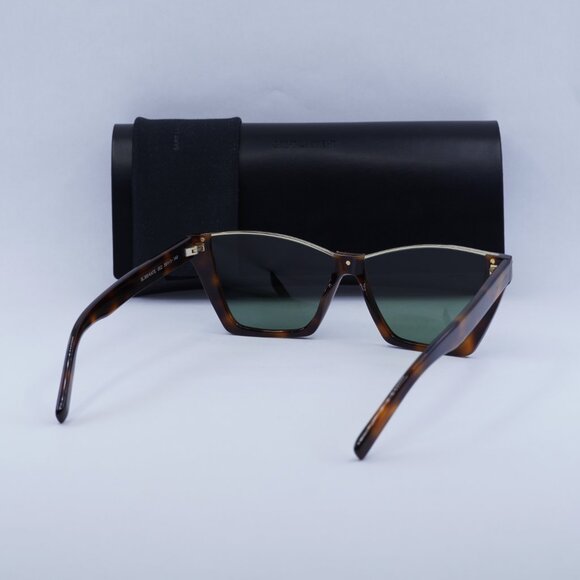 Saint Laurent SL369 KATE 002 Sunglasses Havana Cat Eye Frame, Green Lenses - Picture 11 of 11